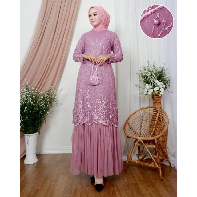 Gamis tutu modern//gamis modern termurah//gamis pesta sragam NJ