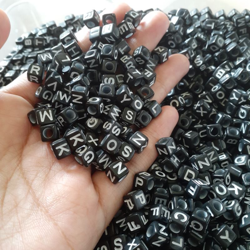 10.10 GELANG HURUF INISIAL | GELANG NAMA | GELANG INISIAL M - Z KOTAK HITAM TALI KULIT KOREA 2MM TERMURAH BANDUNG