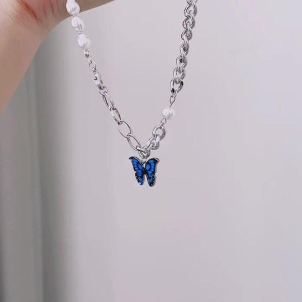 Mxbeauty Kalung Korea Elegan Rantai Manis Liontin Kupu-Kupu Perhiasan Leher Yang Dapat Disesuaikan