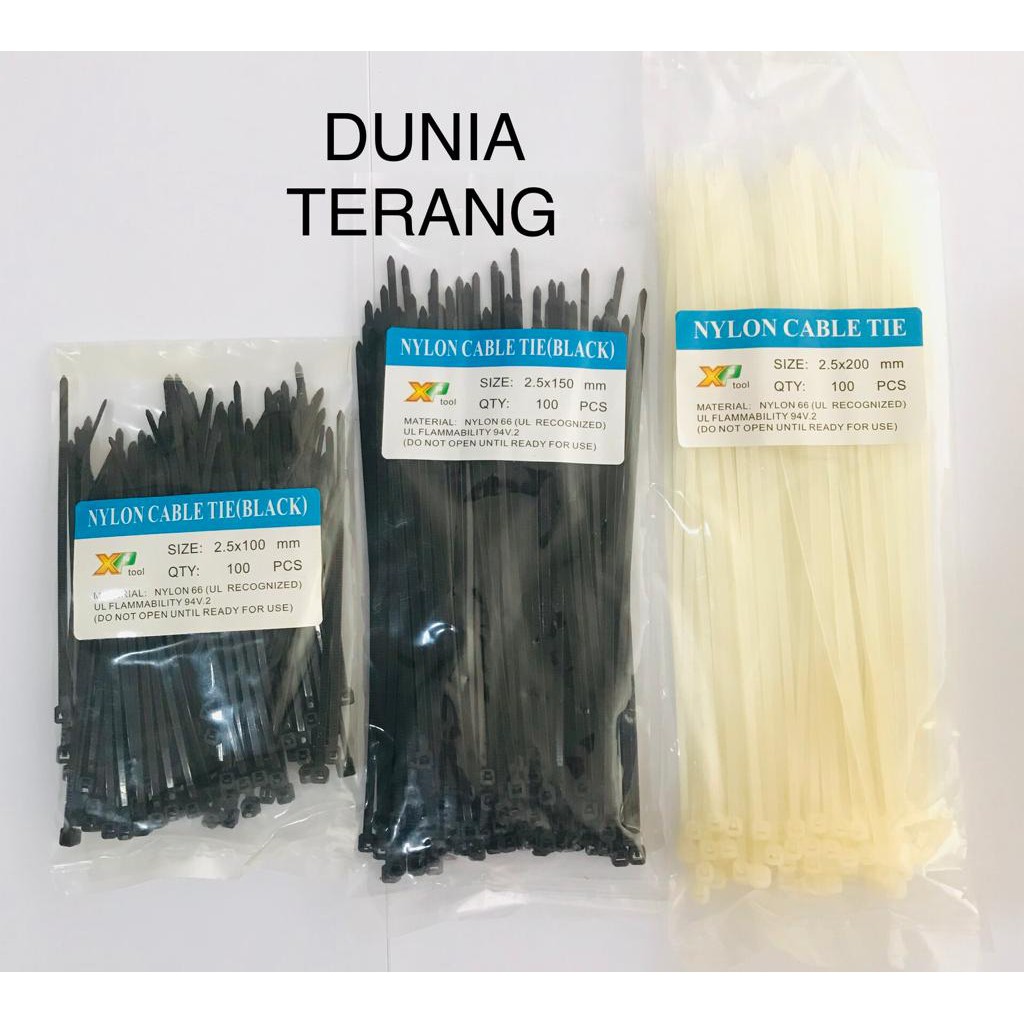 Kabel Ties / Cable Ties / Pengikat Makanan / Kabel Tis 2,5 10cm 15cm 20cm Hitam Putih - XPTOOL