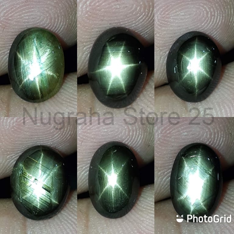 Batu Natural Permata Bangsing Saffire Star Tajam Playing Star