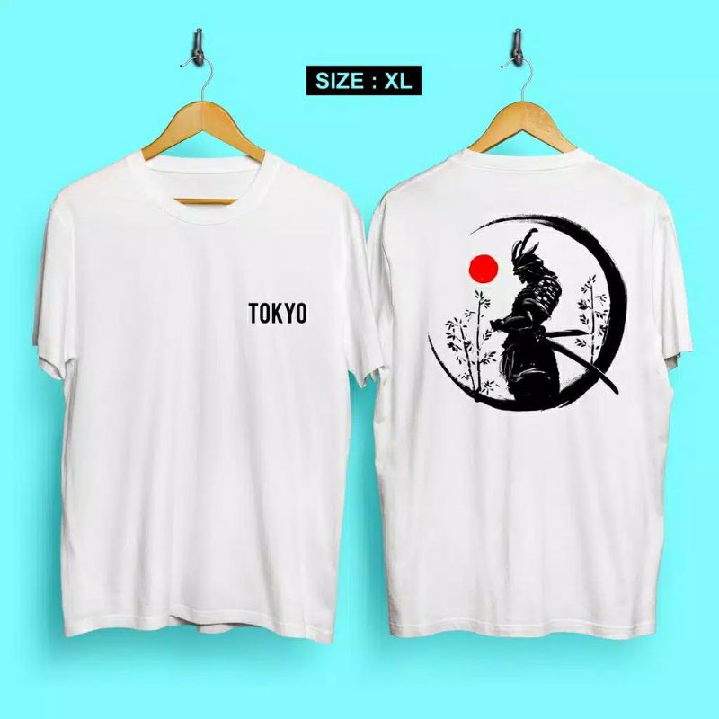 Fourfashion Kaos Pria Kaos Distro TOKYO SAMURAI JAPAN White CN965