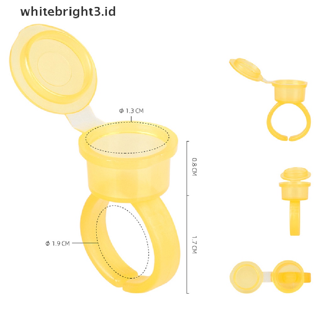 (whitebright3.id) 50pcs / Set Cincin Cup Tinta Tattoo Permanen Sekali Pakai Dengan Tutup