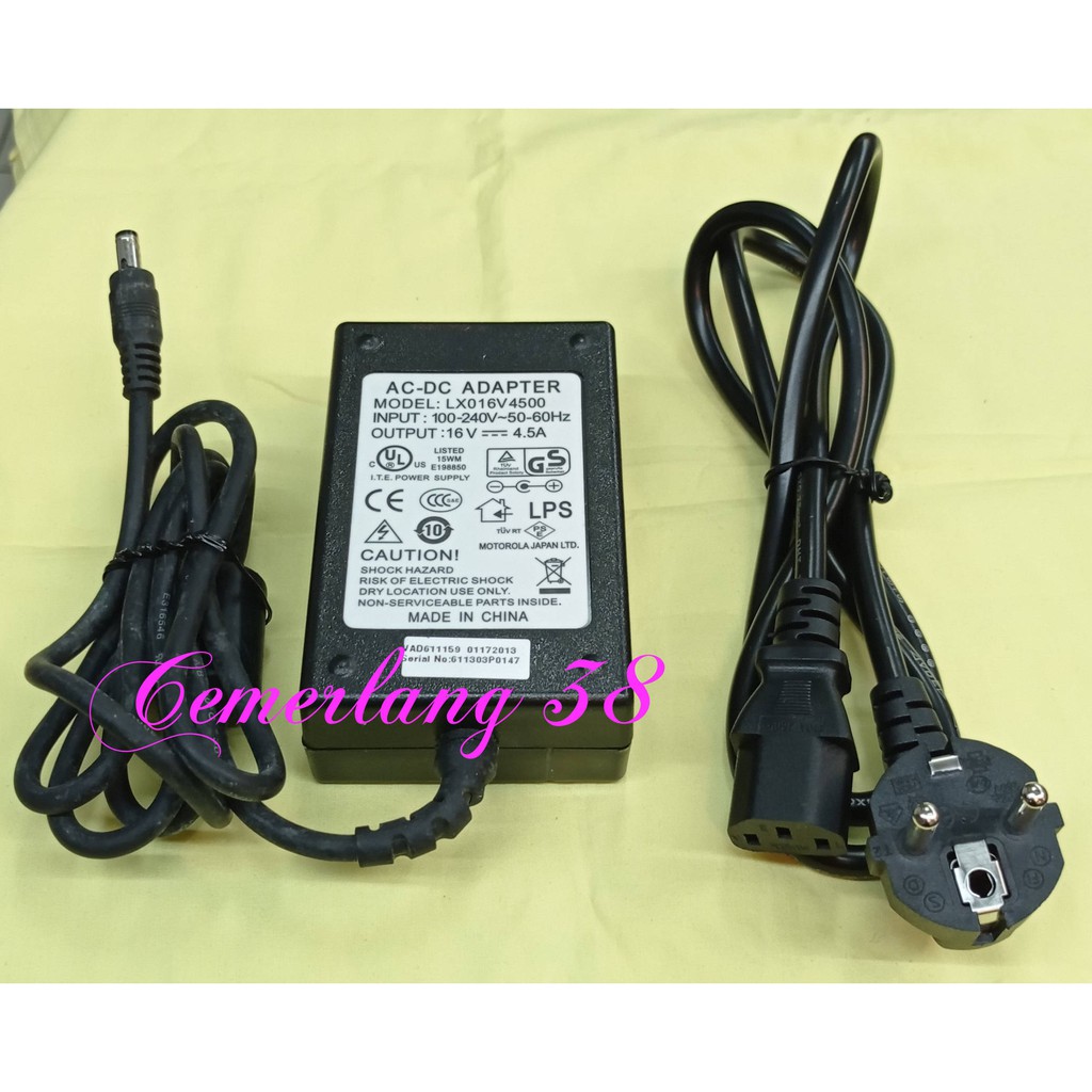 Switching Adaptor 16V 4,5A BB + Kabel Power Supply PSU 16 volt 4.5 a