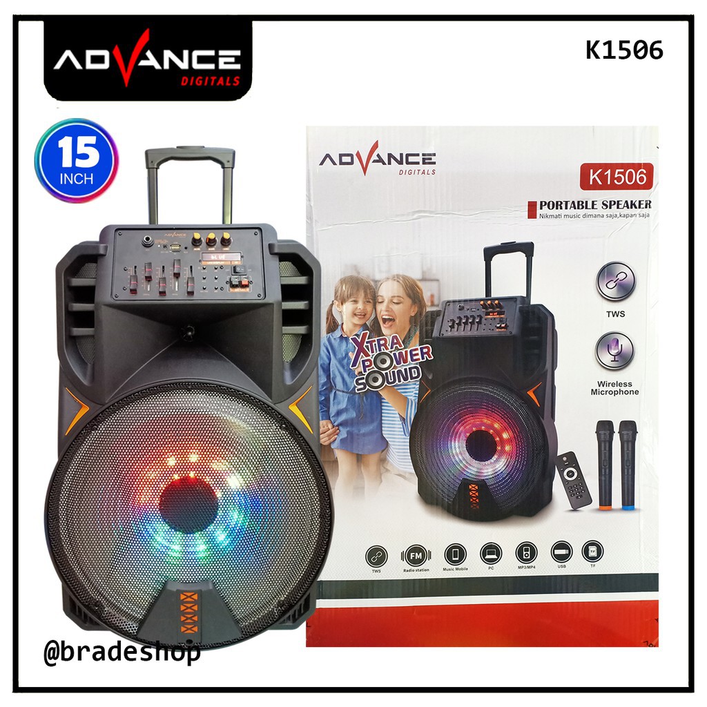 Advance K1506 Speaker Meeting Bluetooth 15 Inch Free 2 mic wireles new