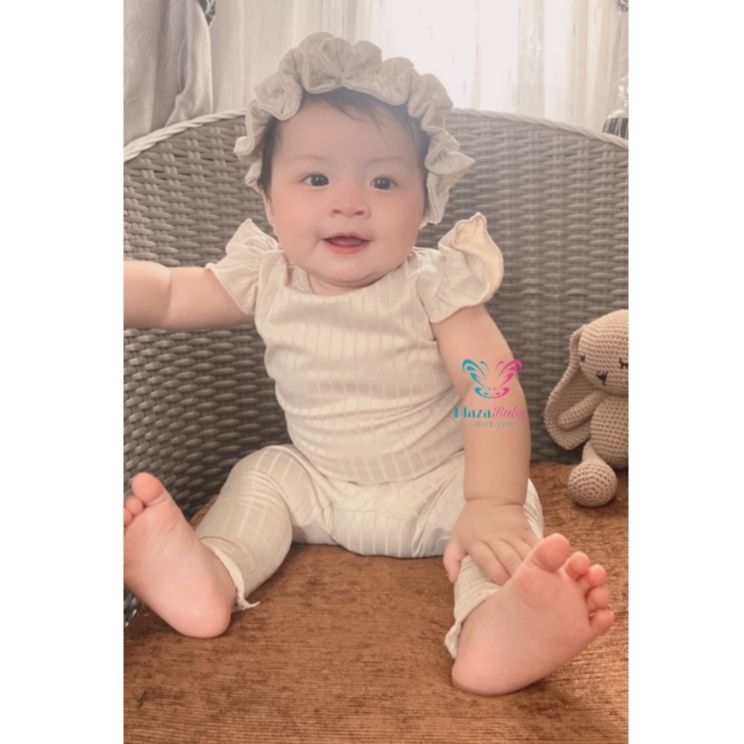 Plazababyku MX ONESIE setelan bayi motif bunga yang lucu free headband scrunchie