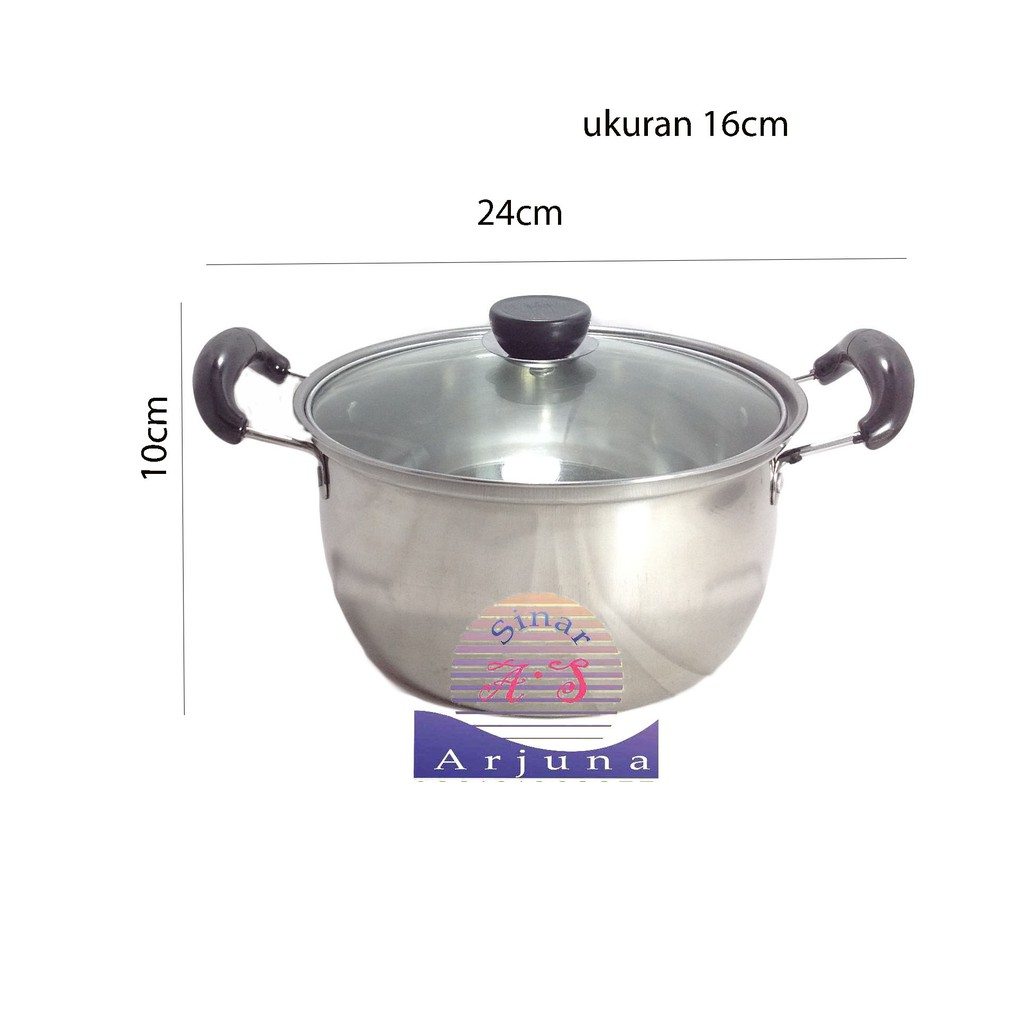 Panci Soup ukuran 24cm Stainless Steel Tutup Kaca