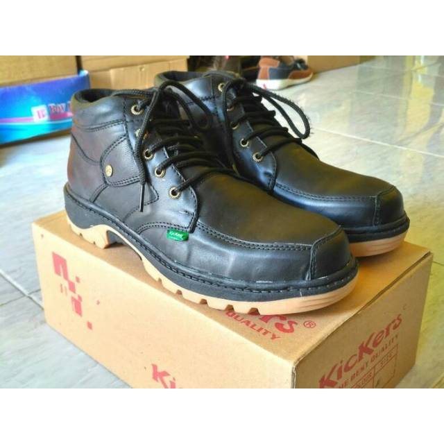 Sepatu Boots Safety Kickers Pria Kulit Asli Casual Kerja Proyek