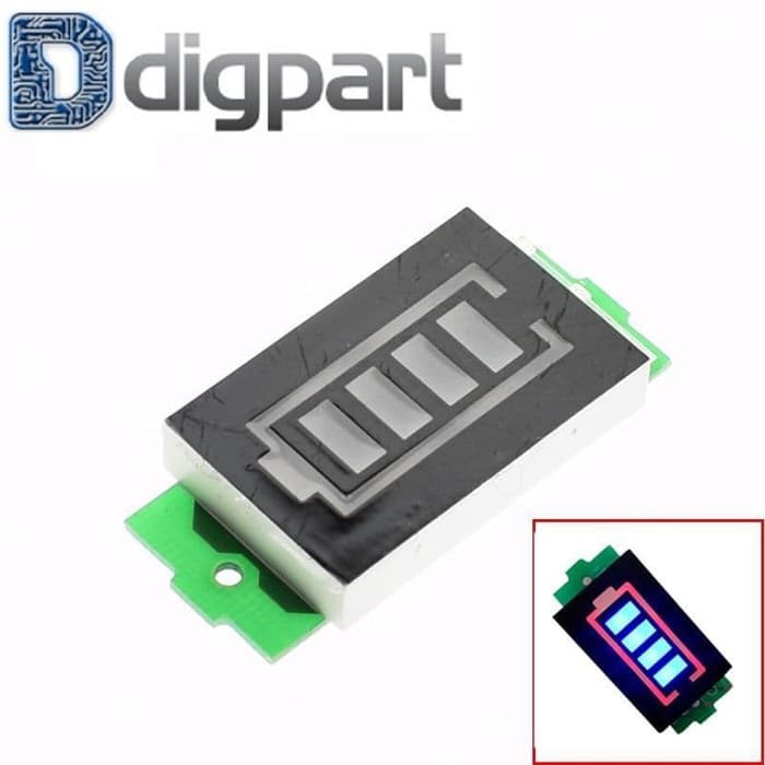 Indikator Kapasitas Baterai Lithium 12.6V 3S 3 Seri Biru Power Baterai