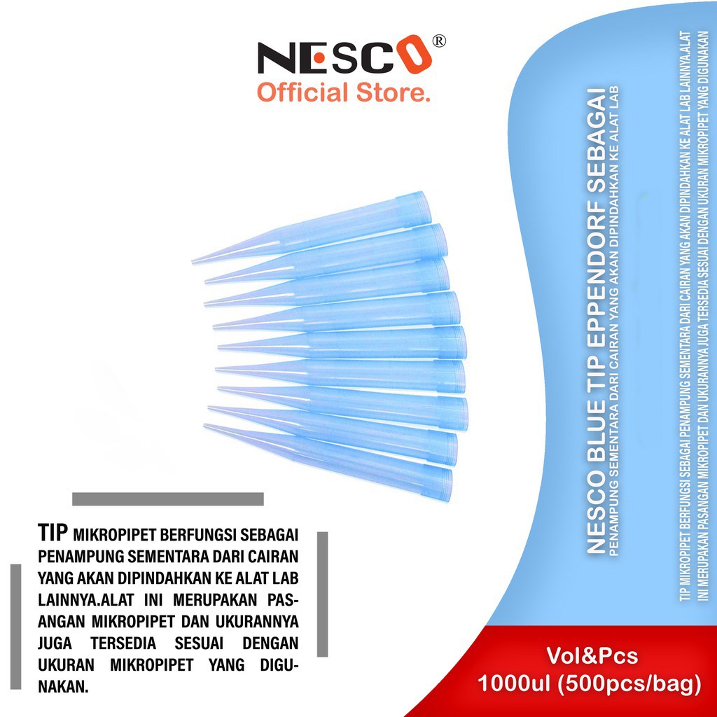 Nesco Blue Tip Bisa untuk Gilson maupun Eppendorf, 500pcs/bag, FM, Best Seller