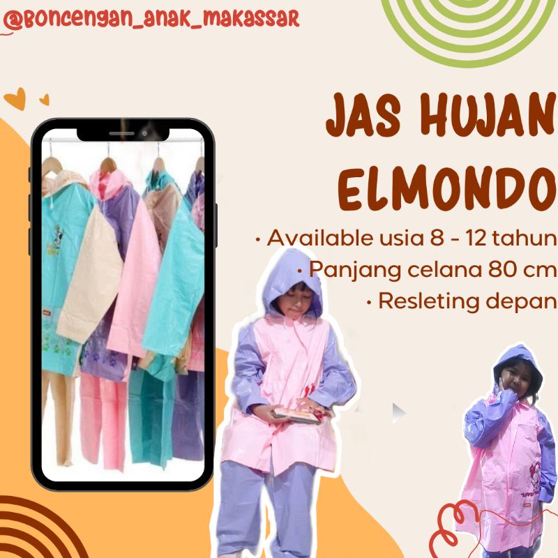 [Makassar] Jas hujan anak Elmondo mantel murah