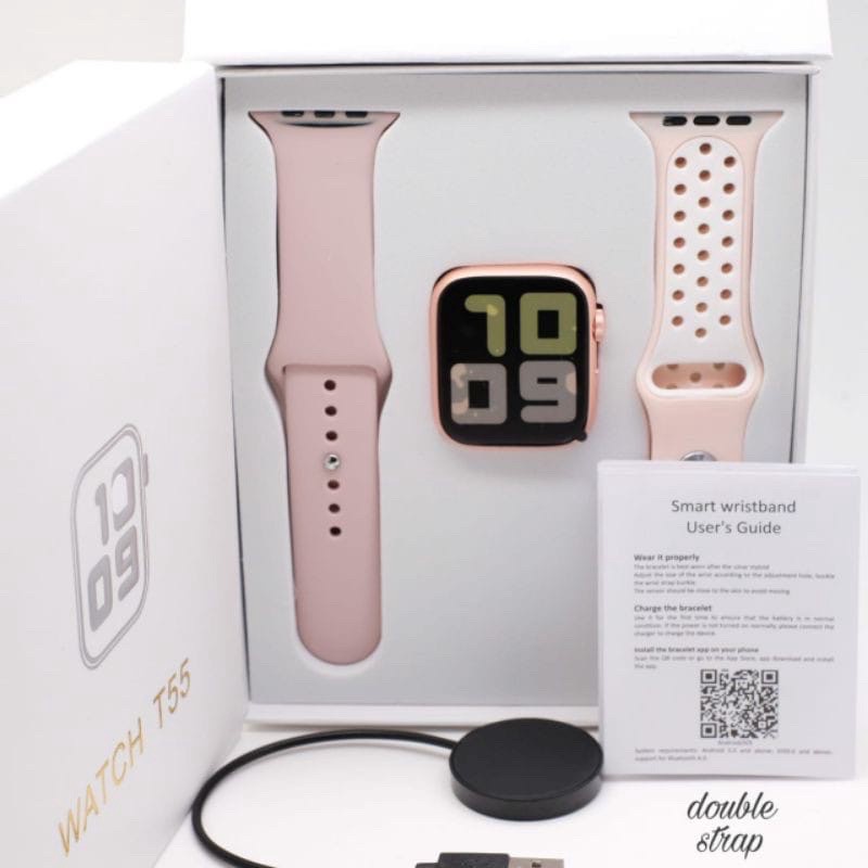 Jam tangan SMARTWATCH T55 double strap bisa telfon dan ganti walpaper