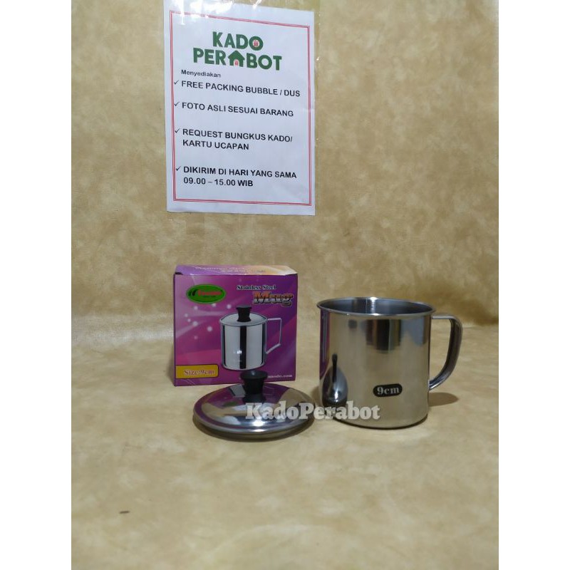 mug st 9cm komodo - cuntang kopi teh - cangkir gagang stainless