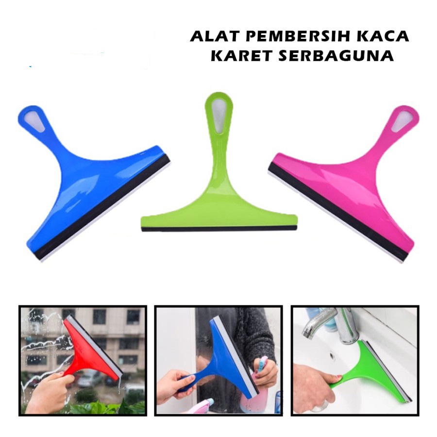 Wiper Karet Alat Pembersih Kaca Anti Jamur Jendela Rumah Cleaner Rubber Mirror Mobil Spatula Scrapper Silicone Gagang Lap