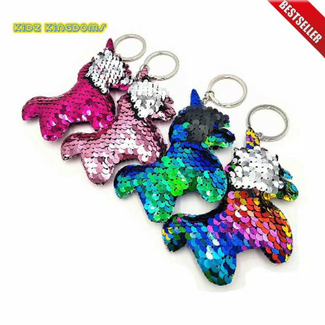 Gantungan Kunci Tas Unicorn Sequin Flip