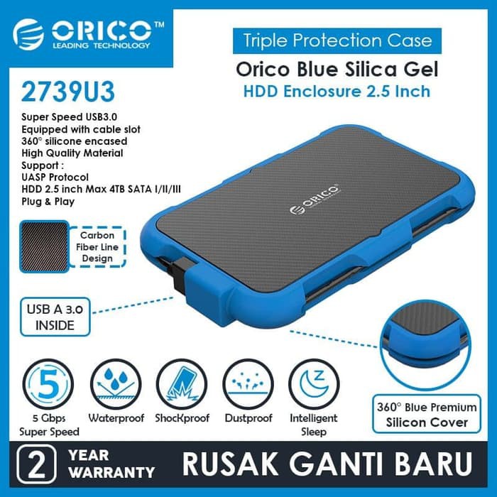 ORICO 2739U3 blue silica gel 2.5Inch Triple-Protection HDD Enclosure