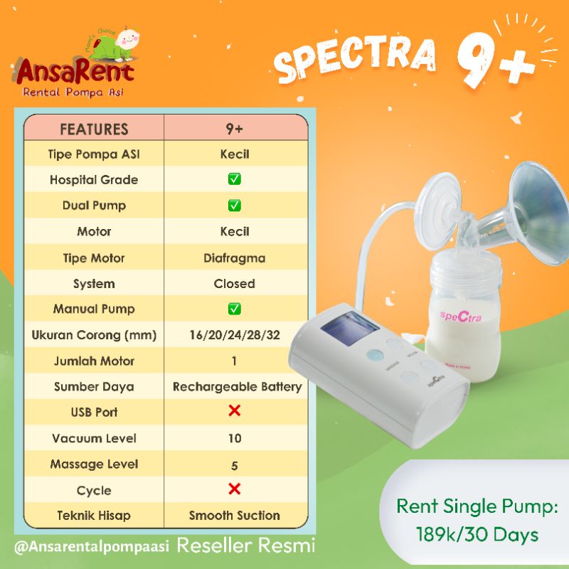 Sewa Spectra 9 Plus Sewa Spectra 9+ Sewa 9 Plus sewa pompa asi spectra