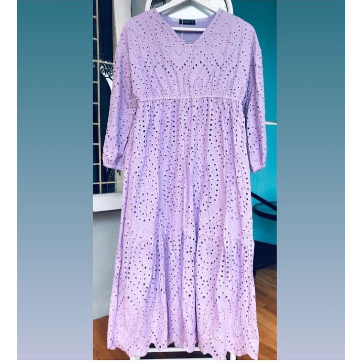 LONG TUNIK / DRESS BRUKAT EYELET PREMIUM / GAMIS IMPOR BKK REAL PICT