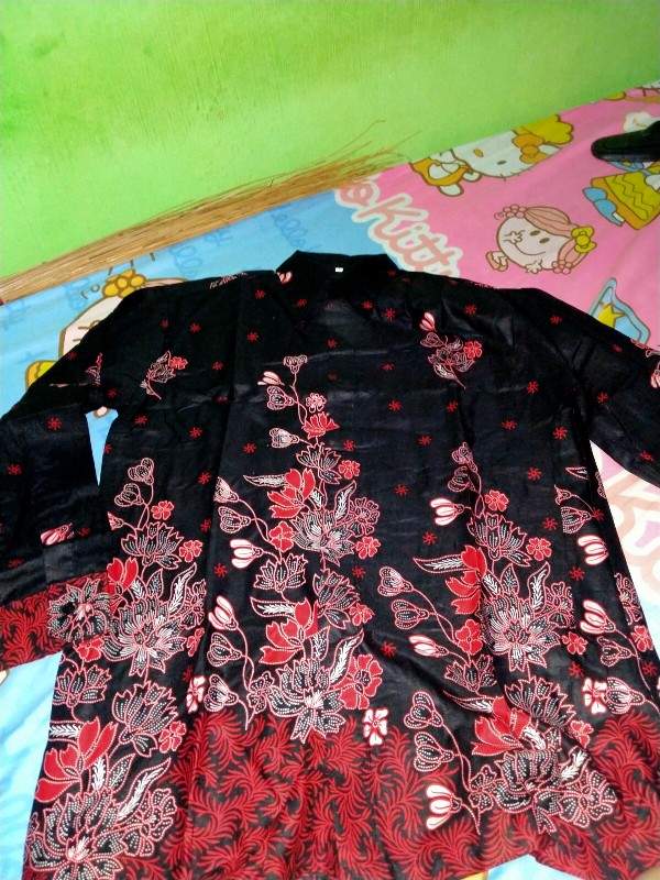 Kemeja Batik Pria Lengan Panjang Size M L Xl Xxl  Bswart Batik Hrb026 Kenongo Hem Panjang Padi