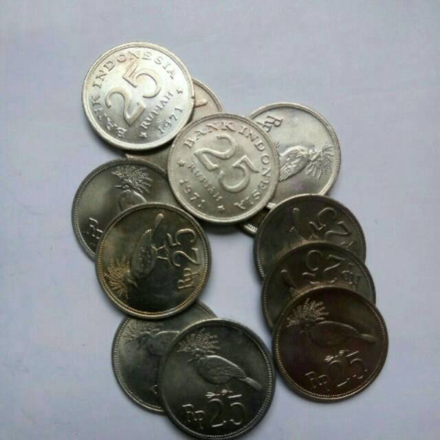 Uang kuno koin 25 nikel atau koin rp25 burung emprit nikel tahun 1971