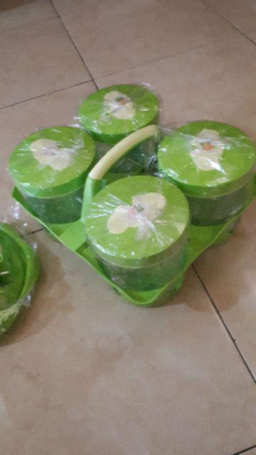 Toples Kue Set Golden Sinkist Isi 4 Toples Kristal Tbk 1096 Dan Keranjang Rak Toples Rt 9004