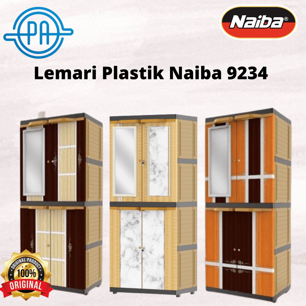 LEMARI PLASTIK MIRROR LED NAIBA 9234 LEMARI PAKAIAN 2 PINTU