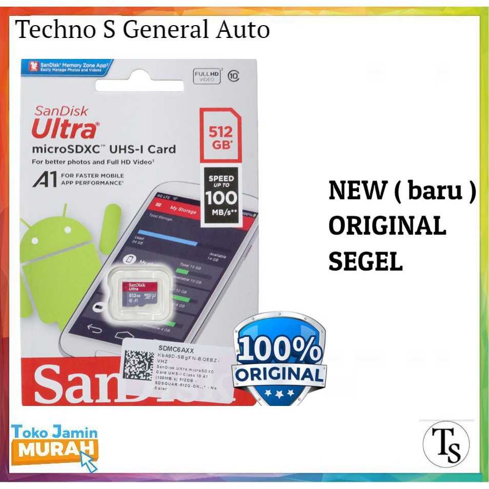 Sandisk MicroSd 1TB / MicroSD 512GB HP Kamera / Micro SD 512 GB / 1 TB Nintendo Switch Original