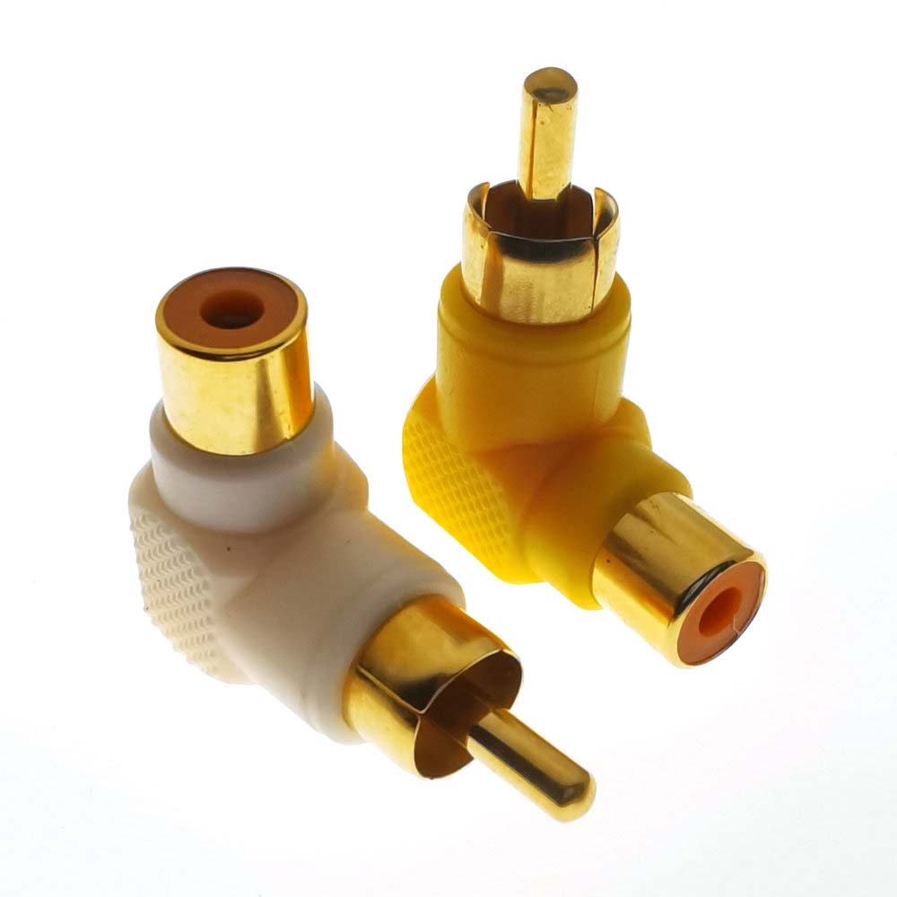 QUINTON 4PCS Audio Adapter Amplifier RCA Connector Plug RCA Adapter 90 Degree RCA DIY Right Angle Durable Converter Male To Female