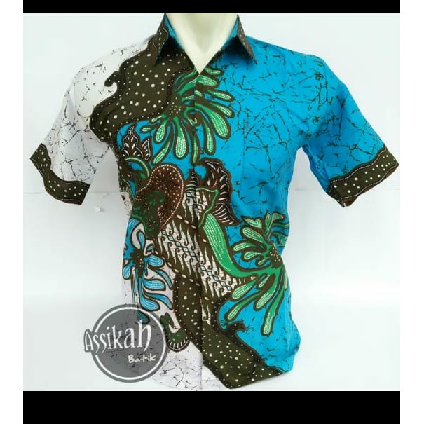 Kemeja batik pria khas Pekalongan 1746 - Biru Muda- M