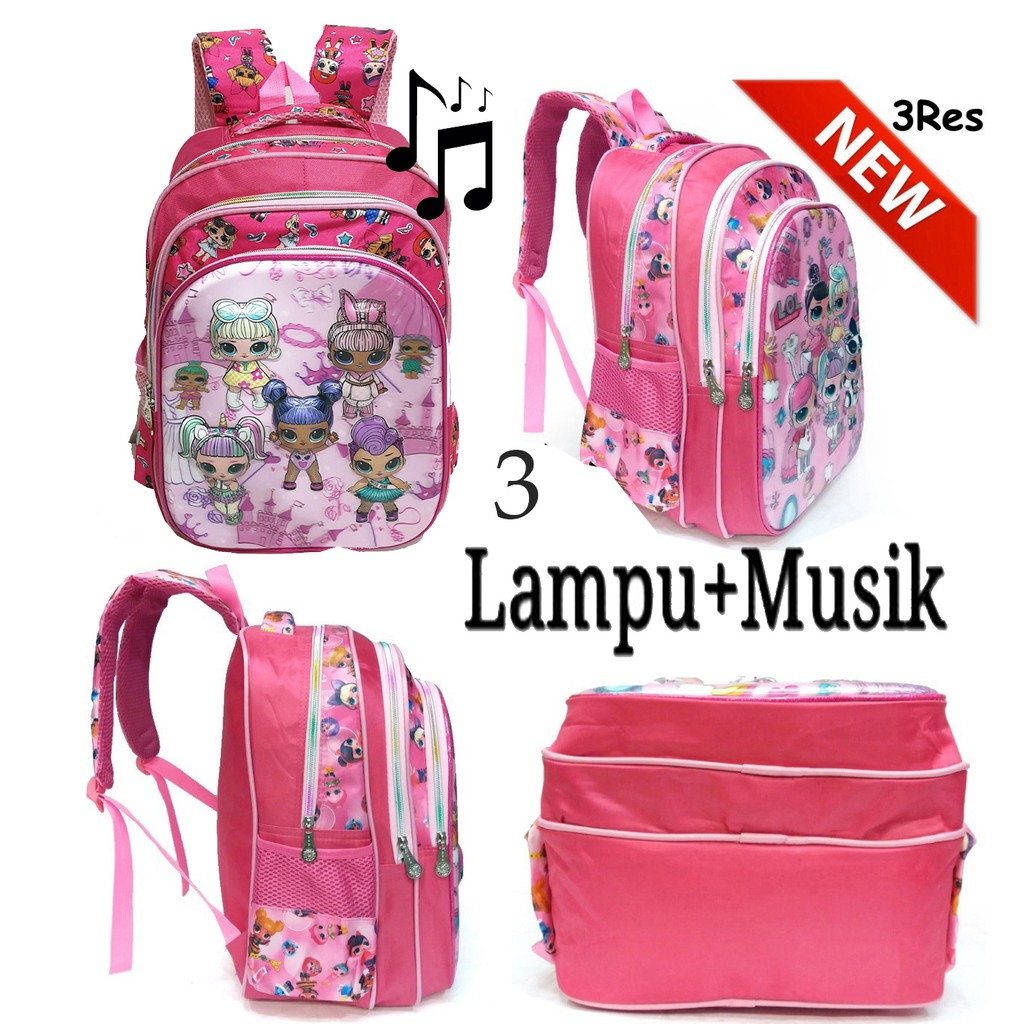 PROMO ANAK SEKOLAH CUCI GUDANG Tas Ransel SD Anak Perempuan Cantik 5D Timbul Hologram Import LAMPU DAN NO LAMPU