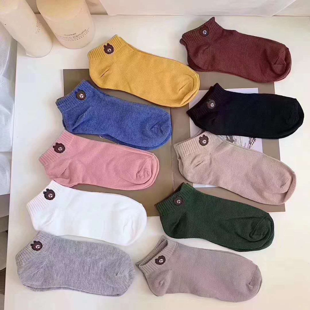 FAYES Kaos Kaki Line Brown / Kaos Kaki Ankle Cute / Kaos Kaki Sepatu Import U16-3