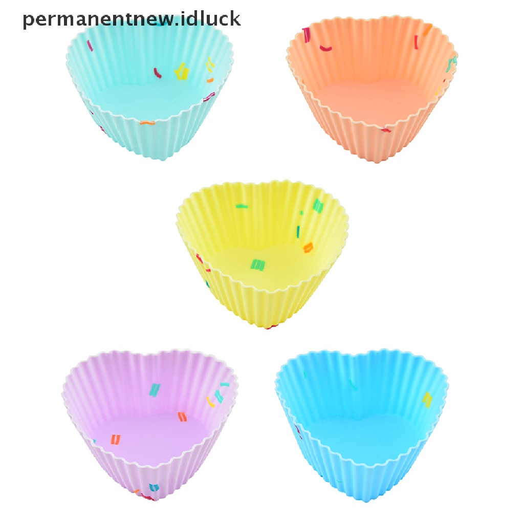 4 Pcs Cetakan Cupcake Muffin Bentuk Hati Bahan Silikon