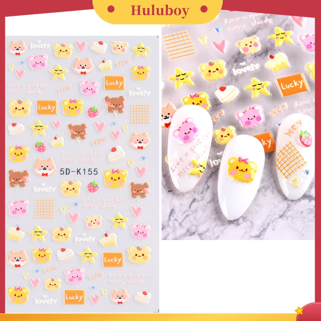 Huluboy Huluboy♡ Stiker Kuku Motif Bunga Kecil Anti Jatuh Untuk Wanita