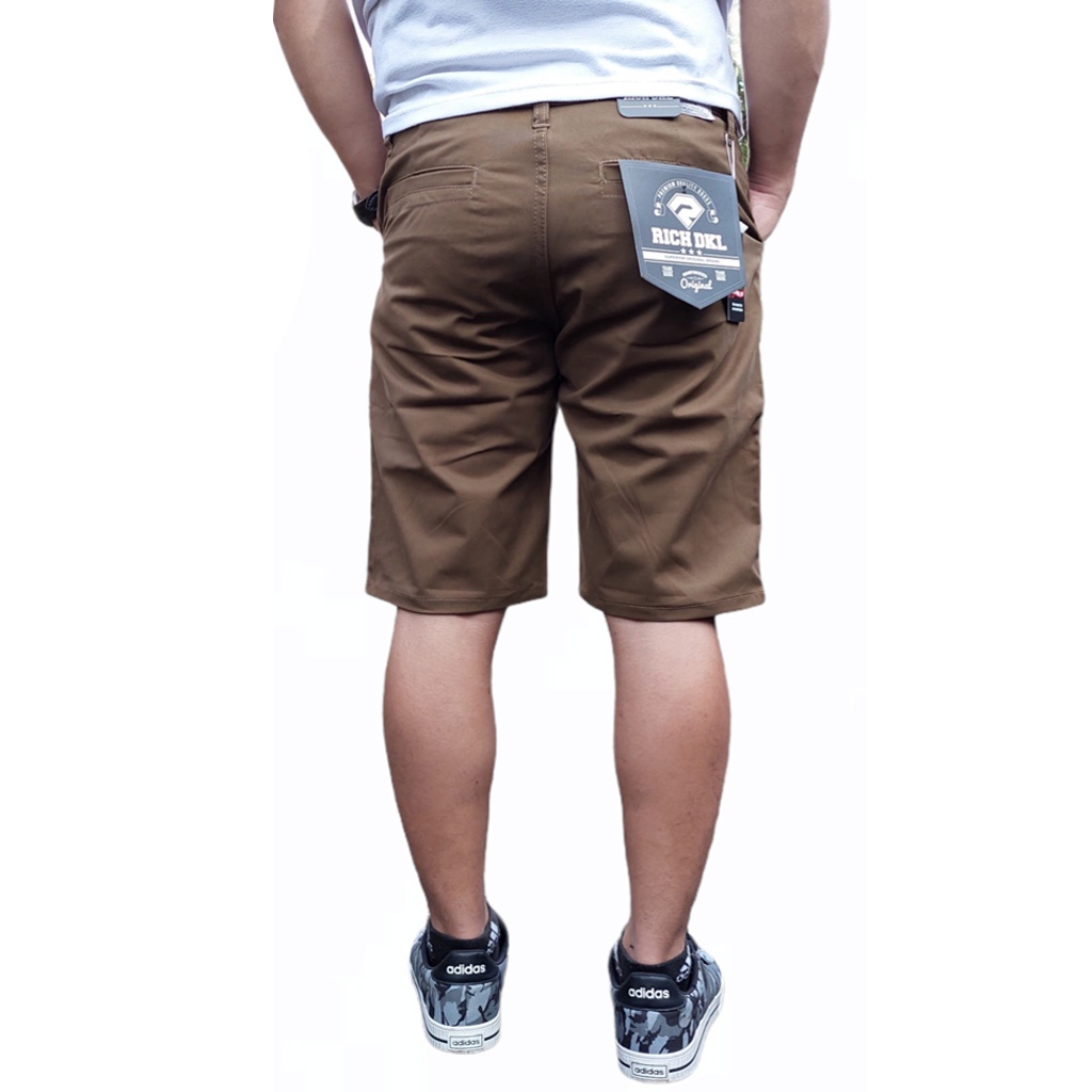 Celana Chino Chinos Pendek Pria Cowok Distro Premium Pantai Santai Hitam Cream Moka Abu Size 27-34