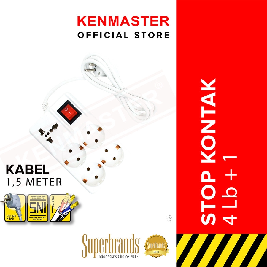 Kenmaster Stop Kontak F9 4 + 1 Lubang 1.5M