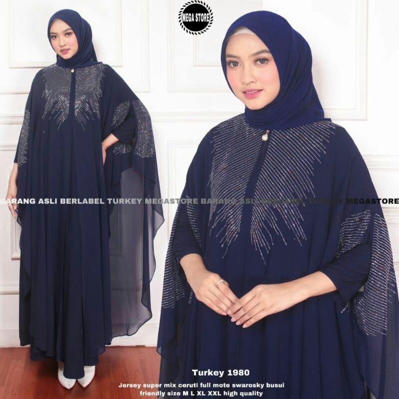 Gamis Turkey 1980 Muslimah Jumbo Terbaru Abaya Syari Turkei Moderen Jubah Muslim Wanita Best Seller