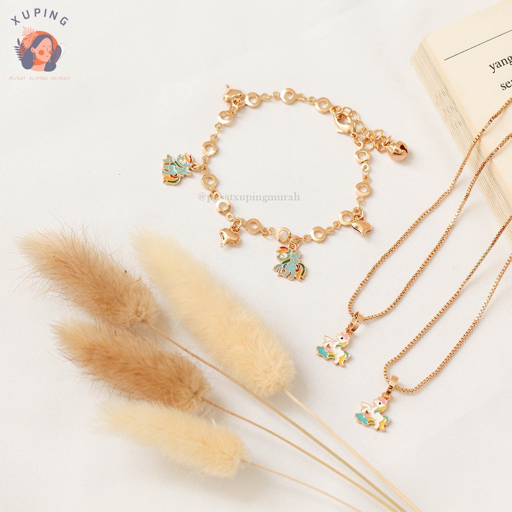 XUPING SET PERHIASAN ANAK LAPIS EMAS 24K PERHIASAN IMITASI