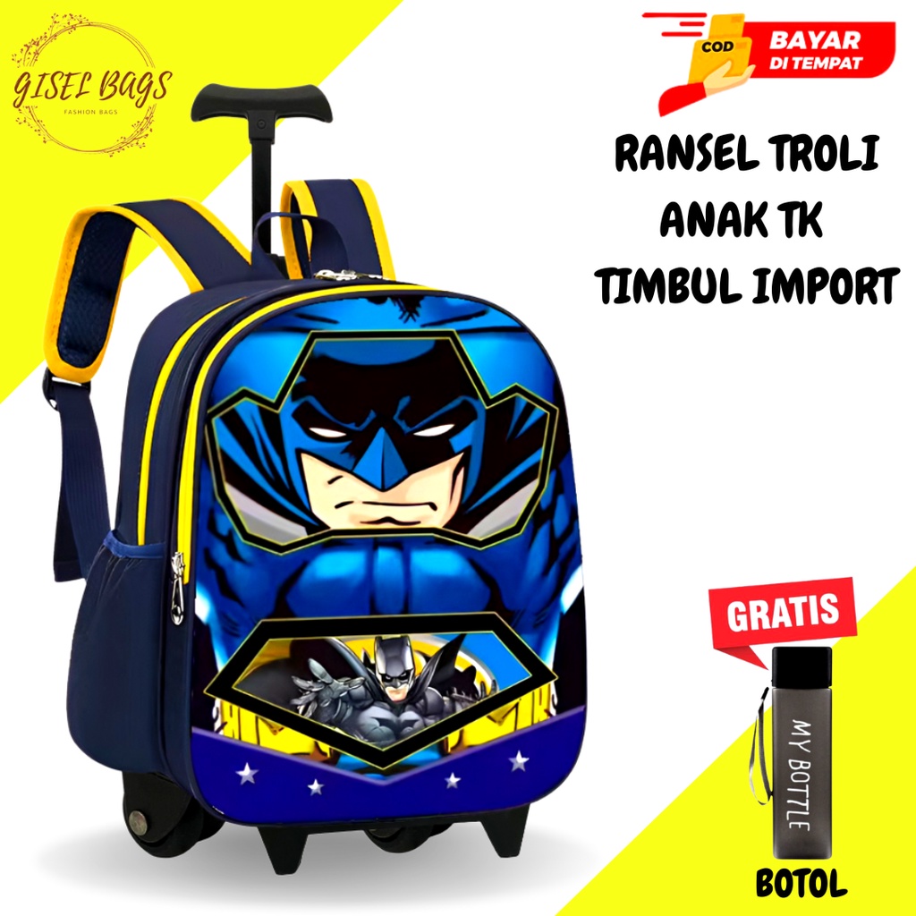 Tas troli anak laki laki tk gambar timbul karakter superhero