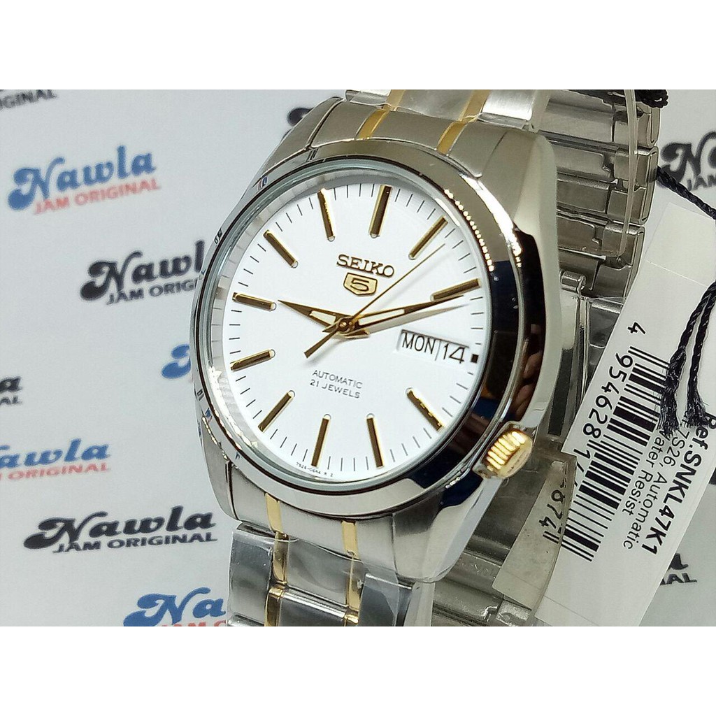 Seiko 5 SNKL47K1 Automatic White Dial - Jam Tangan Pria SNKL47