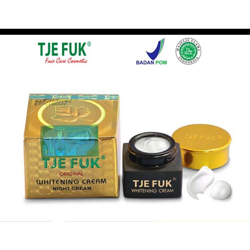 Tje Fuk Original Whitening Acnes Night Cream Pemutih Wajah Asli Krim Malam Serum Skincare BPOM 15Gr