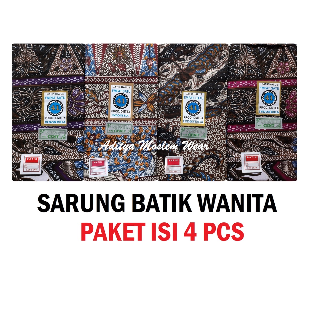 PAKET HEMAT 4 PCS KAIN SARUNG IBU MELAHIRKAN BATIK CAP EMPAT SATU 41 KAIN JARIK SARUNG WANITA HALUS