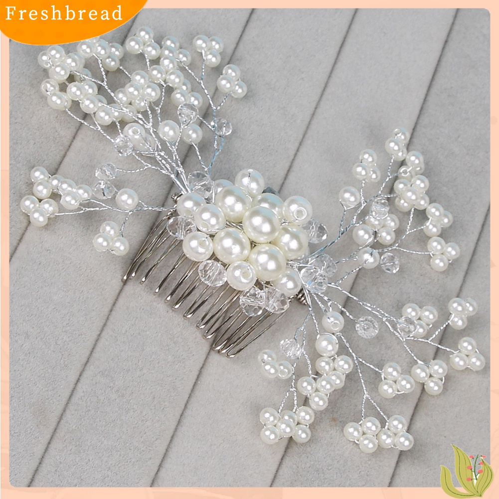 【Fresh】Wedding Party Bridal Elegant Headwear Women Floral Faux Pearl Hairpin Hair Comb