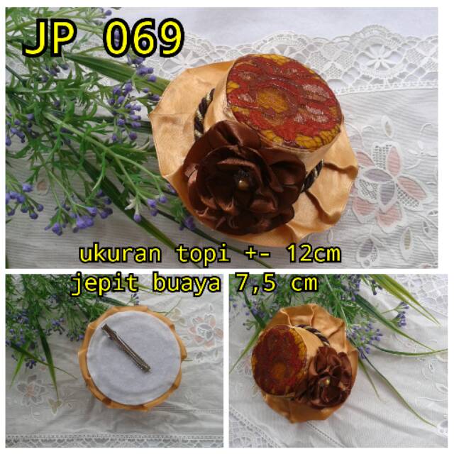 Jepit rambut anak topi coklat JP 069, aksesoris rambut handmadel