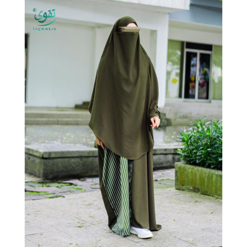 Gamis Set Sumayya Abaya Strip Bu Taqwa Wear