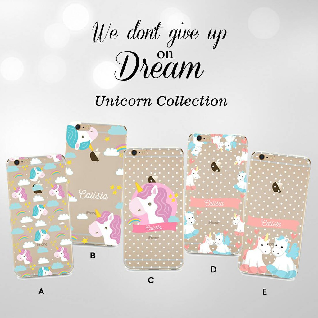 custom case unicorn dreams softcase bisa tambah nama