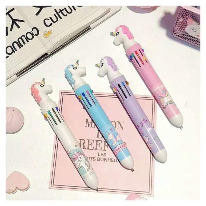 

EDW P05 Pena 10 In 1 Karakter Kepala Unicorn Pulpen Gel Ballpoint Bolpoin Unik Lucu