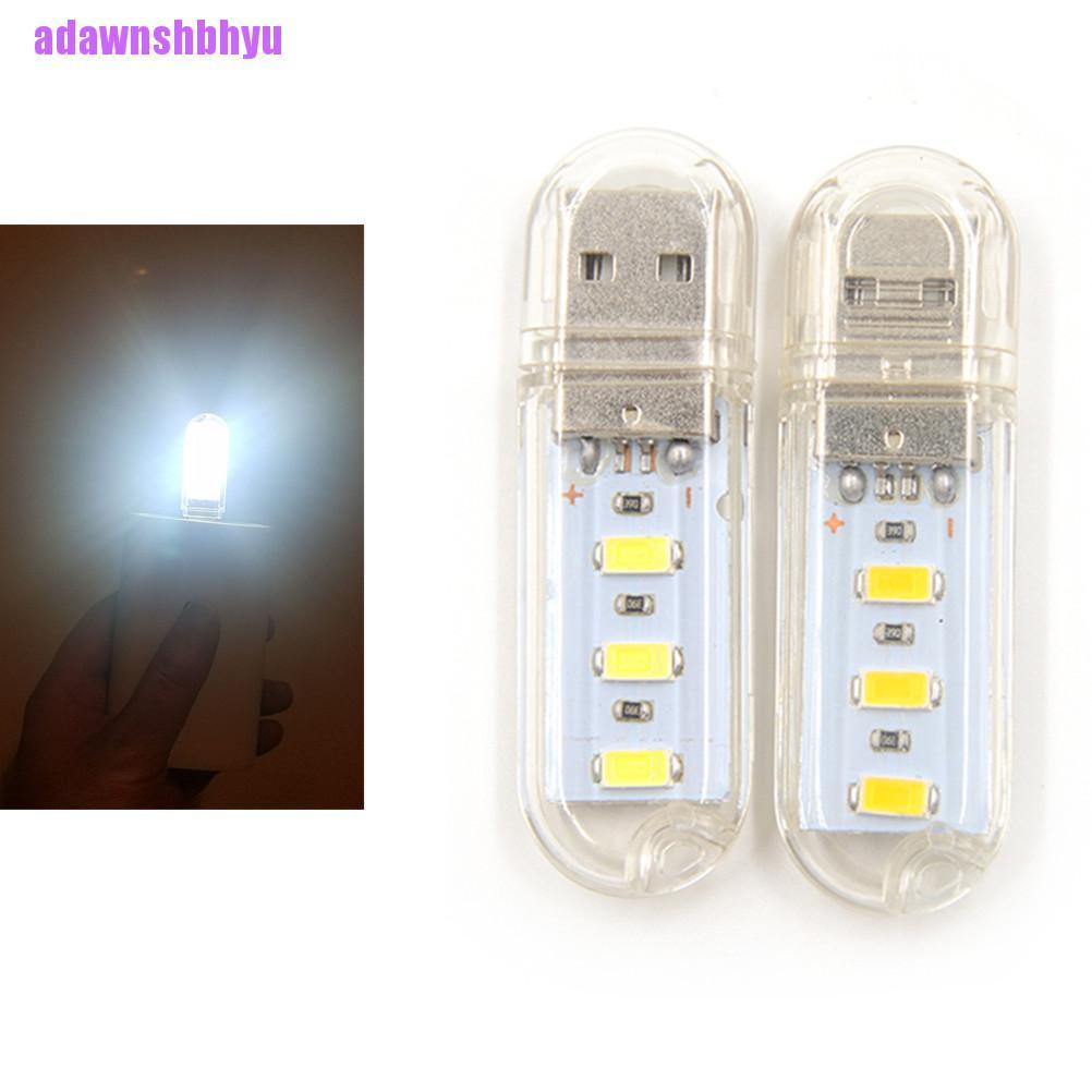 (adawnshbhyu) Lampu Bohlam LED Mini USB Untuk Camping / Membaca / Laptop