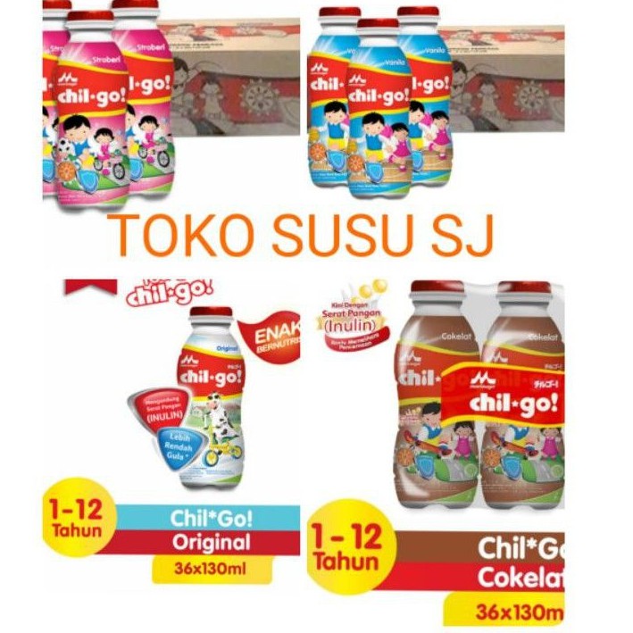 CHIL GO CAIR LIQUID uht CARTON 36X130ML VANILA COKLAT STRAWBERRY ORIGINAL MELON MADU/KARTON/CHILGO carton/liquid/36 X 130ML/karton/36pcs