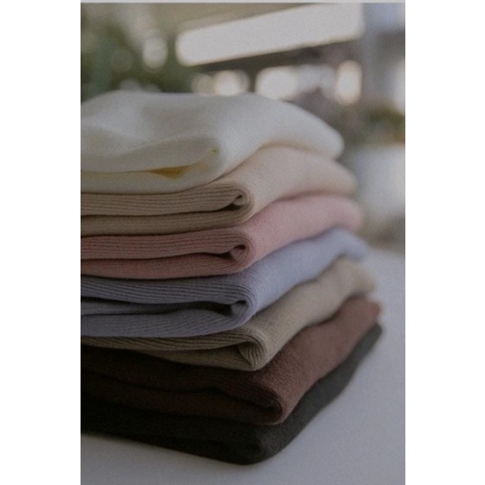 COD Kaos Polos Rib Lengan panjang - Baju Rajut Wanita Cabut jarum Bisa Bayar DiTempat