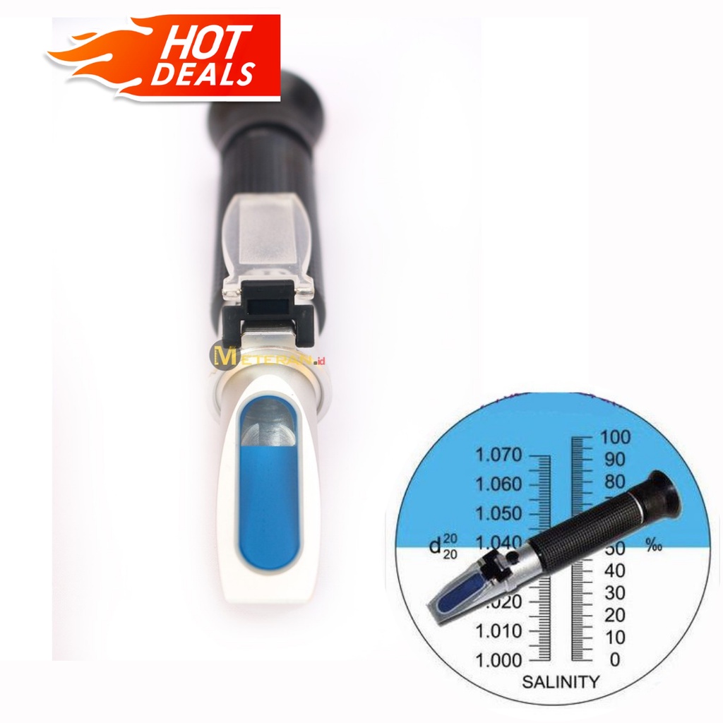 Salinity Refraktometer Alat Ukur Kadar Garam Refractometer untuk Akuarium Air Laut 0-100% ATC